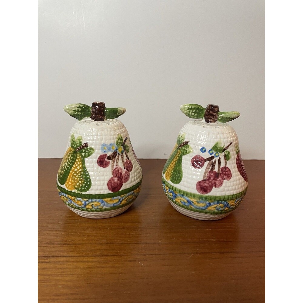 Vintage Pear Shaped Textured Salt and Pepper Shakers Fruit Design Jay Imports